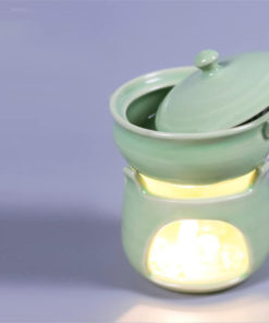 Đèn bàn gốm bếp đơn xanh lá Việt Make