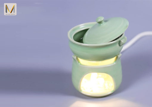 Đèn bàn gốm bếp đơn xanh lá Việt Make